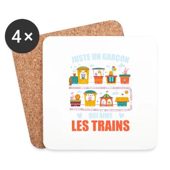 Juste Un Garçon Qui Aime Les Trains - Dessous de verre (lot de 4) - blanc - Devant
