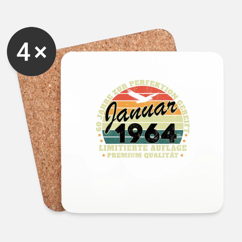 Januar 1964 Vintage Geschenk Geburtstag 60 Jahre - Untersetzer (4er-Set) - Weiß