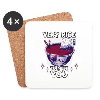 Mignon motif sushi nigiri hommes et femmes - Dessous de verre (lot de 4) - blanc - Devant