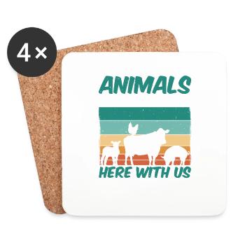 Animals Are Here With Us Not For Us - Coasters (set of 4) - white - Front