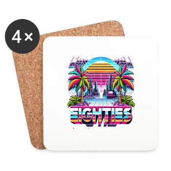 Eighties 80´s 80er Jahre - Untersetzer (4er-Set) - Weiß - Vorne