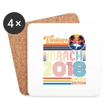 Geburtstag März 2018.Geschenk März 2018.März 2018 - Untersetzer (4er-Set) - Weiß - Vorne