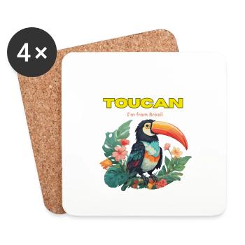TOUCAN ET JARDIN TROPICAL - Dessous de verre (lot de 4) - blanc - Devant