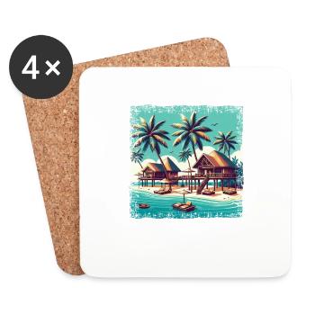 Reethi Beach Malediven Grunge Urlaub - Untersetzer (4er-Set) - Weiß - Vorne