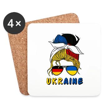 Moitié Allemand Moitié Ukrainien Fille Allemagne Ukraine - Dessous de verre (lot de 4) - blanc - Devant