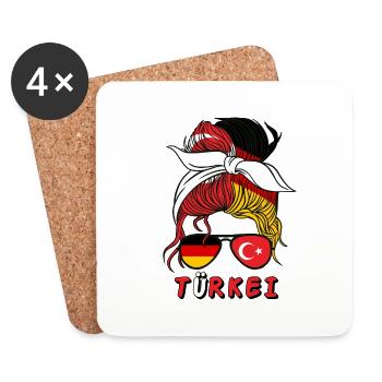 Moitié Allemand Moitié Turc Fille Allemagne Turquie - Dessous de verre (lot de 4) - blanc - Devant