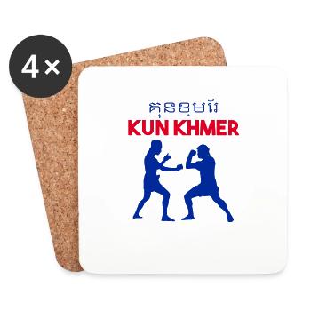 Cambodia Temple Khmer Vintage Flag I Gift - Coasters (set of 4) - white - Front