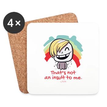 Dessin animé, ce n’est pas une insulte pour moi, LGBTQ - Dessous de verre (lot de 4) - blanc - Devant