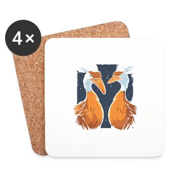 Deux oiseaux étranges - Dessous de verre (lot de 4) - blanc - Devant