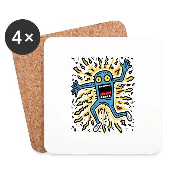 Playful Pop Art: Crazy Cartoon - Coasters (set of 4) - white - Front