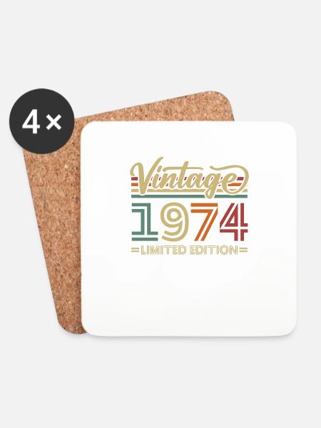 Vintage 1974 Retro Geburtstags Geschenk - Untersetzer (4er-Set) - Weiß