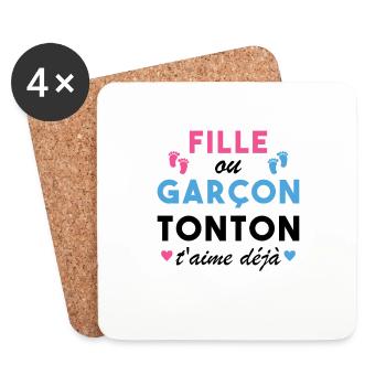 Fille ou Garçon Tonton T aime Déjà - Dessous de verre (lot de 4) - blanc - Devant