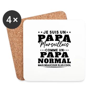 Je suis un Papa Marseillais - Dessous de verre (lot de 4) - blanc - Devant