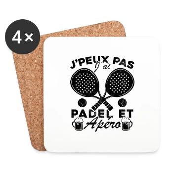 Je peux pas j'ai padel et apéro - Dessous de verre (lot de 4) - blanc - Devant