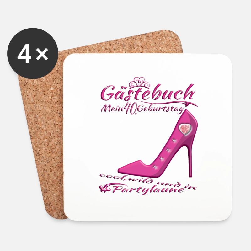 40. Geburtstag Frau & Mann Gästebuch - Untersetzer (4er-Set) - Weiß