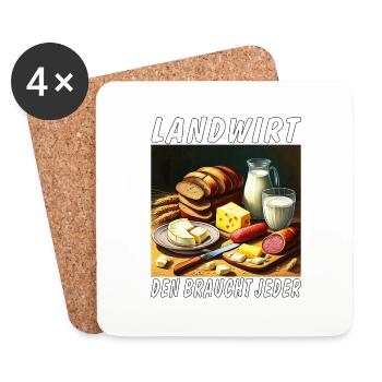 LANDWIRT DEN BRAUCHT JEDER - Untersetzer (4er-Set) - Weiß - Vorne