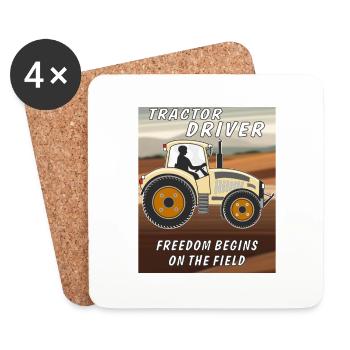 LA LIBERTÉ DU CONDUCTEUR DE TRACTEUR COMMENCE SUR LE TERRAIN - Dessous de verre (lot de 4) - blanc - Devant