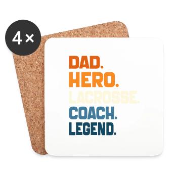 Dad Hero Lacrosse Coach Legend Sports Dad 2024 - Coasters (set of 4) - white - Front