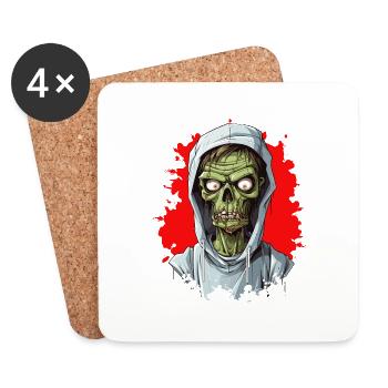 Halloween Horreur Effrayante Zombie - Dessous de verre (lot de 4) - blanc - Devant