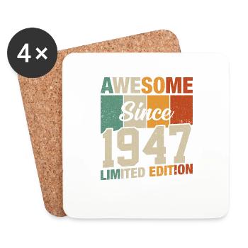 Millésime 1947 - Une année légendaire ! Rétro - Dessous de verre (lot de 4) - blanc - Devant