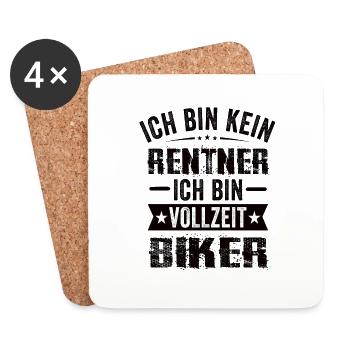 Ich Bin Kein Rentner Ich Bin Vollzeit Biker - Untersetzer (4er-Set) - Weiß - Vorne