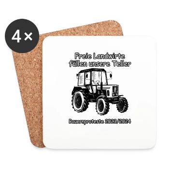 Freie Landwirte füllen unsere Teller - Untersetzer (4er-Set) - Weiß - Vorne