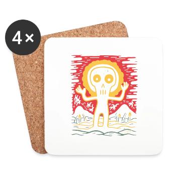 Cartoons Creepy creatures in the countryside - Coasters (set of 4) - white - Front