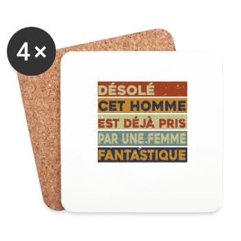 Cet Homme est déjà Pris par Une Femme Fantastique - Dessous de verre (lot de 4) - blanc - Devant