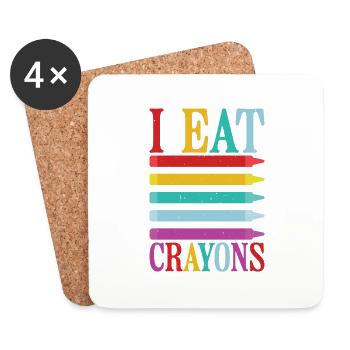 I Eat Crayons 10 - Coasters (set of 4) - white - Front