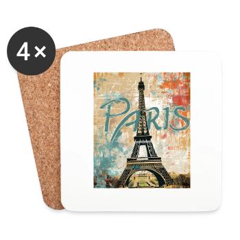 Paris avec la Tour Eiffel - Dessous de verre (lot de 4) - blanc - Devant