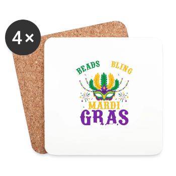 Beads & Bling It's A Mardi Gras Thing Party Carniv - Coasters (set of 4) - white - Front