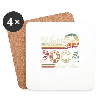 Vintage Rétro Cadeau Anniversaire pour Né en 2004 - Dessous de verre (lot de 4) - blanc - Devant