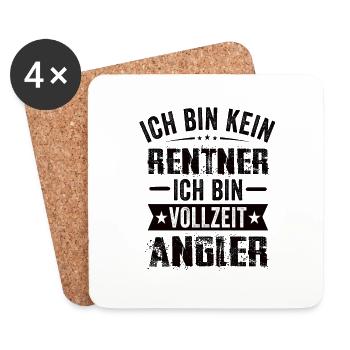 Ich Bin Kein Rentner Ich Bin Vollzeit Angler - Untersetzer (4er-Set) - Weiß - Vorne