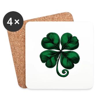 Green four-leaf clover - Coasters (set of 4) - white - Front
