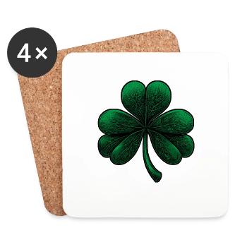 Green three-leaf clover - Coasters (set of 4) - white - Front