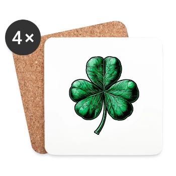Green three-leaf clover - Coasters (set of 4) - white - Front