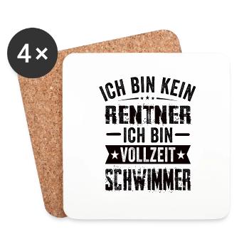 Ich Bin Kein Rentner Ich Bin Vollzeit Schwimmer - Untersetzer (4er-Set) - Weiß - Vorne