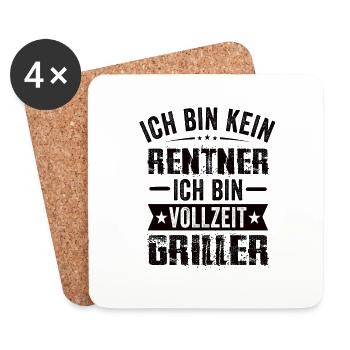 Ich Bin Kein Rentner Ich Bin Vollzeit Griller - Untersetzer (4er-Set) - Weiß - Vorne