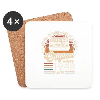 Vintage Birthday Joy 1948 - Coasters (set of 4) - white - Front