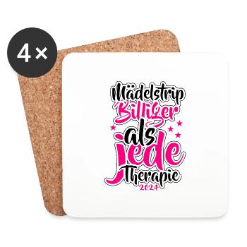 Mädelstrip 2024 Girls Trip Mädelstour Mädlstrip - Untersetzer (4er-Set) - Weiß - Vorne