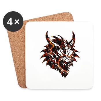Fantasy Dragon Anime Dragon Head Mythical reptile - Coasters (set of 4) - white - Front