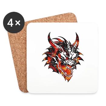 Fantasy Dragon Anime Dragon Head Mythical reptile - Coasters (set of 4) - white - Front