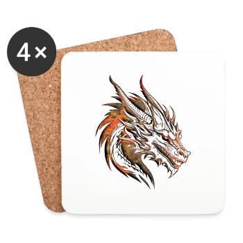 Fantasy Dragon Anime Dragon Head Mythical reptile - Coasters (set of 4) - white - Front