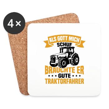 Als gott mich schuf brauchte er gute traktorfahrer - Untersetzer (4er-Set) - Weiß - Vorne