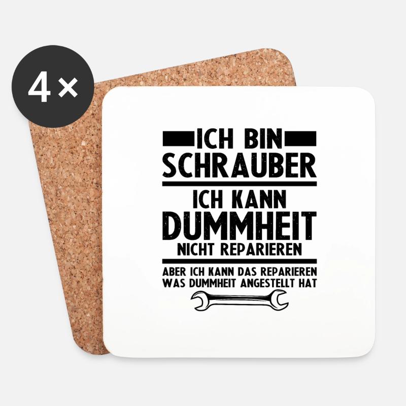 Ich bin schrauber - Untersetzer (4er-Set) - Weiß