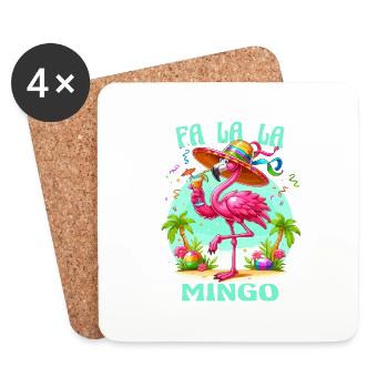 Flamingo Party Music Holiday Birthday Fun Funny - Coasters (set of 4) - white - Front