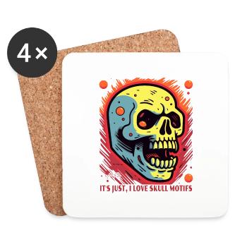 J’adore les motifs de crânes - Dessous de verre (lot de 4) - blanc - Devant
