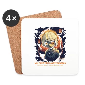 Anime Sucht: Willkommen in meinem Anime Kerker - Untersetzer (4er-Set) - Weiß - Vorne
