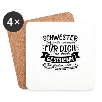 Schwester versucht das beste für dich finden - Untersetzer (4er-Set) - Weiß - Vorne