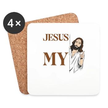 Jésus est là pour moi 17 - Dessous de verre (lot de 4) - blanc - Devant
